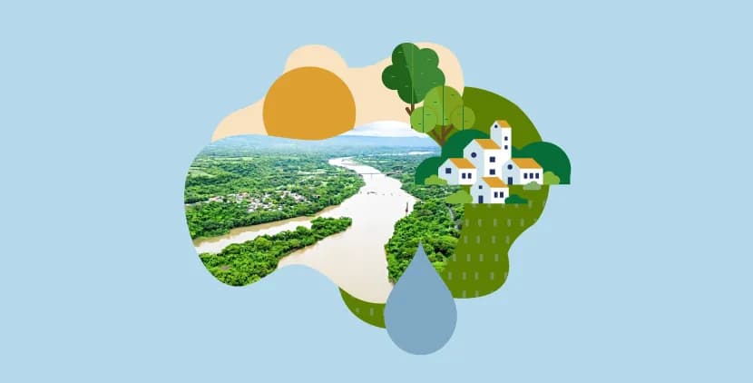 Ilustración de una cuenca de río